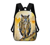 sinyumoney Backpack for Boys Girls 3d Print Watercolor Owl Portrait Bookbag Elementary School Kids Casual Travel Bag Laptop Daypack 17inch