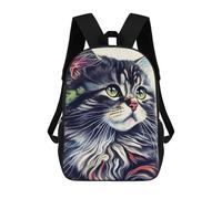 sinyumoney Backpack for Boys Girls 3d Print Whimsical Watercolor Cat Portrait Bookbag Elementary School Kids Casual Travel Bag Laptop Daypack 17inch
