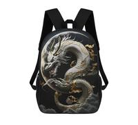sinyumoney Backpack for Boys Girls 3d Print White Dragon Moonlit Sky -4 Bookbag Elementary School Kids Casual Travel Bag Laptop Daypack 17inch