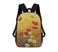 sinyumoney Backpack for Boys Girls 3d Print Wildflower Field with Butterflies -1 Bookbag Elementary School Kids Casual Travel Bag Laptop Daypack 17inch