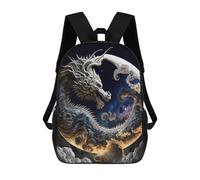 sinyumoney Backpack for Boys Girls 3d Print Yin-Yang Dragon Sky Art Bookbag Elementary School Kids Casual Travel Bag Laptop Daypack 17inch