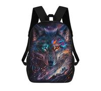 sinyumoney Backpack, Galactic Wolf Portrait -10 School Bags Schoolbag, School Bags,Travel Rucksacks Book Bags 3D Printed Cartoon Large Capacity Backpack for Boy And Girl 17inch