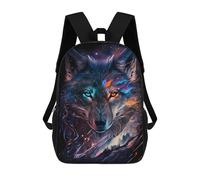 sinyumoney Backpack, Galactic Wolf Portrait School Bags Schoolbag, School Bags,Travel Rucksacks Book Bags 3D Printed Cartoon Large Capacity Backpack for Boy And Girl 17inch