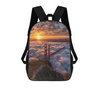 sinyumoney Backpack, Golden Gate Bridge Sunset School Bags Schoolbag, School Bags,Travel Rucksacks Book Bags 3D Printed Cartoon Large Capacity Backpack for Boy And Girl 17inch