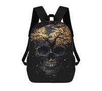 sinyumoney Backpack, Golden Tree Skull Art Print School Bags Schoolbag, School Bags,Travel Rucksacks Book Bags 3D Printed Cartoon Large Capacity Backpack for Boy And Girl 17inch