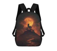 sinyumoney Backpack, Halloween Castle with Full Moon -2 School Bags Schoolbag, School Bags,Travel Rucksacks Book Bags 3D Printed Cartoon Large Capacity Backpack for Boy And Girl 17inch