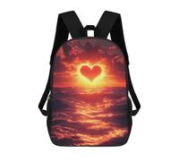 sinyumoney Backpack, Heart Sunset Over The Ocean School Bags Schoolbag, School Bags,Travel Rucksacks Book Bags 3D Printed Cartoon Large Capacity Backpack for Boy And Girl 17inch