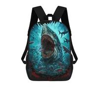 sinyumoney Backpack, Jawsome Ocean Chaos School Bags Schoolbag, School Bags,Travel Rucksacks Book Bags 3D Printed Cartoon Large Capacity Backpack for Boy And Girl 17inch