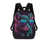 sinyumoney Backpack, Neon Cat with Headphones School Bags Schoolbag, School Bags,Travel Rucksacks Book Bags 3D Printed Cartoon Large Capacity Backpack for Boy And Girl 17inch