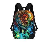 sinyumoney Backpack, Rainbow Lion Artwork School Bags Schoolbag, School Bags,Travel Rucksacks Book Bags 3D Printed Cartoon Large Capacity Backpack for Boy And Girl 17inch