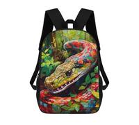 sinyumoney Backpack, Rainbow Serpent in Lush Jungle School Bags Schoolbag, School Bags,Travel Rucksacks Book Bags 3D Printed Cartoon Large Capacity Backpack for Boy And Girl 17inch
