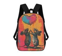 sinyumoney Backpack, Rat Love Balloon Art Print School Bags Schoolbag, School Bags,Travel Rucksacks Book Bags 3D Printed Cartoon Large Capacity Backpack for Boy And Girl 17inch