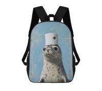sinyumoney Backpack, Seal with Toilet Paper Hat-2 School Bags Schoolbag, School Bags,Travel Rucksacks Book Bags 3D Printed Cartoon Large Capacity Backpack for Boy And Girl 17inch