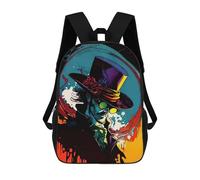 sinyumoney Backpack, Top Hat Abstract Artwork School Bags Schoolbag, School Bags,Travel Rucksacks Book Bags 3D Printed Cartoon Large Capacity Backpack for Boy And Girl 17inch