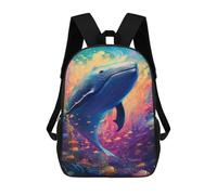 sinyumoney Backpack, Whale in Colorful Ocean School Bags Schoolbag, School Bags,Travel Rucksacks Book Bags 3D Printed Cartoon Large Capacity Backpack for Boy And Girl 17inch