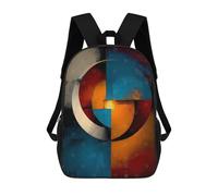 sinyumoney Backpacks Abstract Circular Balance - Blue, Orange & Ivory Geometry Kids School Backpack School Bag 3D Printed School Bags for Boys Elementary And Middle School Students 17inch