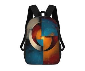 sinyumoney Backpacks Abstract Circular Balance - Blue, Orange & Ivory Geometry Kids School Backpack School Bag 3D Printed School Bags for Boys Elementary And Middle School Students 17inch