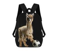 sinyumoney Backpacks Alpaca Soccer Kids School Backpack School Bag 3D Printed School Bags for Boys Elementary And Middle School Students 17inch