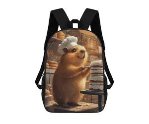 sinyumoney Backpacks Animal Capybara Chef Decorating Cake Cat Kids School Backpack School Bag 3D Printed School Bags for Boys Elementary And Middle School Students 17inch