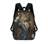 sinyumoney Backpacks Aristocrat Cat French Style Kids School Backpack School Bag 3D Printed School Bags for Boys Elementary And Middle School Students 17inch