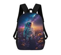 sinyumoney Backpacks Astronaut in A Field of Flowers -4 Kids School Backpack School Bag 3D Printed School Bags for Boys Elementary And Middle School Students 17inch
