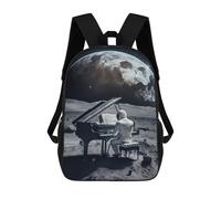 sinyumoney Backpacks Astronaut Playing Piano on The Moon Kids School Backpack School Bag 3D Printed School Bags for Boys Elementary And Middle School Students 17inch