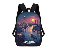 sinyumoney Backpacks Bangkok Thailand Cityscape at Sunset Kids School Backpack School Bag 3D Printed School Bags for Boys Elementary And Middle School Students 17inch