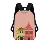sinyumoney Backpacks Bangkok Travel Snippet Kids School Backpack School Bag 3D Printed School Bags for Boys Elementary And Middle School Students 17inch