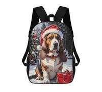 sinyumoney Backpacks Basset Hound Christmas Dog Kids School Backpack School Bag 3D Printed School Bags for Boys Elementary And Middle School Students 17inch