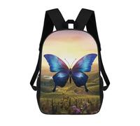 sinyumoney Backpacks Beautiful Blue Butterfly Kids School Backpack School Bag 3D Printed School Bags for Boys Elementary And Middle School Students 17inch