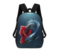 sinyumoney Backpacks Betta Meets Jellyfish Kids School Backpack School Bag 3D Printed School Bags for Boys Elementary And Middle School Students 17inch