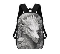 sinyumoney Backpacks Black And White Dragon Kids School Backpack School Bag 3D Printed School Bags for Boys Elementary And Middle School Students 17inch