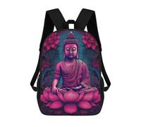 sinyumoney Backpacks Buddhas Pink Lotus Kids School Backpack School Bag 3D Printed School Bags for Boys Elementary And Middle School Students 17inch