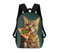 sinyumoney Backpacks Cat And His Pizza Kids School Backpack School Bag 3D Printed School Bags for Boys Elementary And Middle School Students 17inch