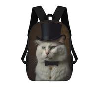 sinyumoney Backpacks Cat in Top Hat Portrait -1 Kids School Backpack School Bag 3D Printed School Bags for Boys Elementary And Middle School Students 17inch