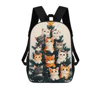 sinyumoney Backpacks Cats on Christmas Tree Kids School Backpack School Bag 3D Printed School Bags for Boys Elementary And Middle School Students 17inch