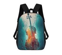 sinyumoney Backpacks Cello Music Ocean Kids School Backpack School Bag 3D Printed School Bags for Boys Elementary And Middle School Students 17inch