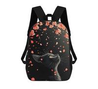 sinyumoney Backpacks Cherry Blossom Cat Kids School Backpack School Bag 3D Printed School Bags for Boys Elementary And Middle School Students 17inch
