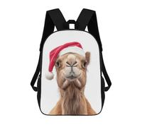 sinyumoney Backpacks Christmas Camel with Santa Hat Kids School Backpack School Bag 3D Printed School Bags for Boys Elementary And Middle School Students 17inch