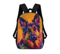 sinyumoney Backpacks Colorful German Shepherd Portrait Kids School Backpack School Bag 3D Printed School Bags for Boys Elementary And Middle School Students 17inch