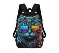 sinyumoney Backpacks Cool Neon Cat Kids School Backpack School Bag 3D Printed School Bags for Boys Elementary And Middle School Students 17inch