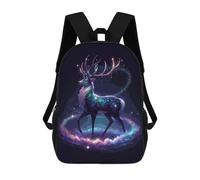 sinyumoney Backpacks Cosmic Deer Nebula Kids School Backpack School Bag 3D Printed School Bags for Boys Elementary And Middle School Students 17inch