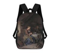 sinyumoney Backpacks Couple Praying in A Humble Home Kids School Backpack School Bag 3D Printed School Bags for Boys Elementary And Middle School Students 17inch