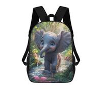 sinyumoney Backpacks Cute Elephant in Jungle Stream Kids School Backpack School Bag 3D Printed School Bags for Boys Elementary And Middle School Students 17inch