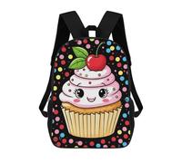 sinyumoney Backpacks Cute Kawaii Cupcake with Cherry Topping Kids School Backpack School Bag 3D Printed School Bags for Boys Elementary And Middle School Students 17inch