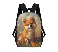 sinyumoney Backpacks Cute Orange Puppy in Flowers Kids School Backpack School Bag 3D Printed School Bags for Boys Elementary And Middle School Students 17inch