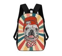 sinyumoney Backpacks Cute Pug Dog 80s 90s Retro Kids School Backpack School Bag 3D Printed School Bags for Boys Elementary And Middle School Students 17inch