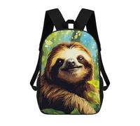 sinyumoney Backpacks Cute Sloth Face Pixel Art Kids School Backpack School Bag 3D Printed School Bags for Boys Elementary And Middle School Students 17inch