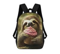 sinyumoney Backpacks Cute Sloth with Cupcake Kids School Backpack School Bag 3D Printed School Bags for Boys Elementary And Middle School Students 17inch