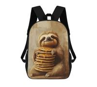 sinyumoney Backpacks Cute Sloth with Pancakes Kids School Backpack School Bag 3D Printed School Bags for Boys Elementary And Middle School Students 17inch